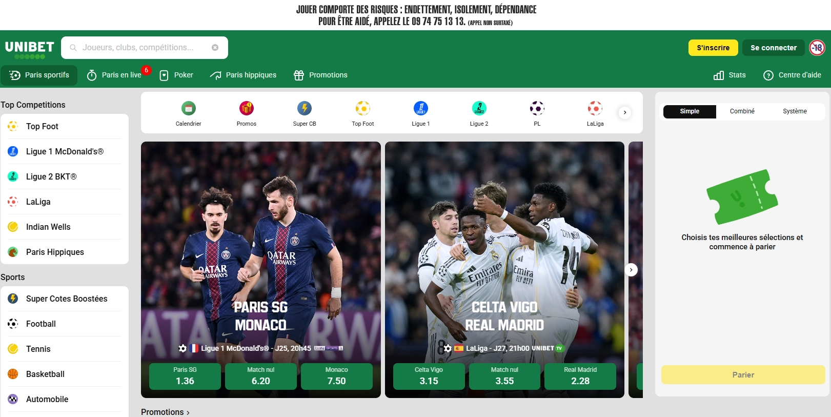 Unibet – Casino en ligne avec des bonus bien calibrés, du sport et du poker