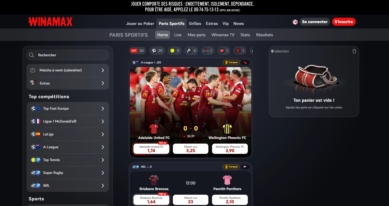 Winamax – Combo parfait sport et poker avec des challenges réguliers
